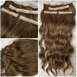 20 Inch Clip In Dark Blonde Curly Long Hair Extensions For Thick pieces